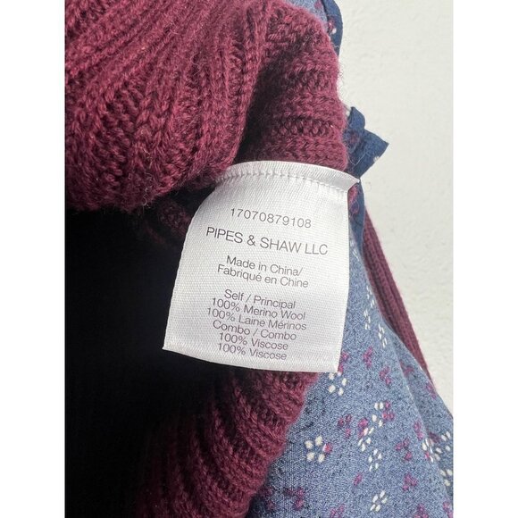VERONICA BEARD Garrett Wool Sweater Top, Maroon and Floral, Size XS - Picture 4 of 5